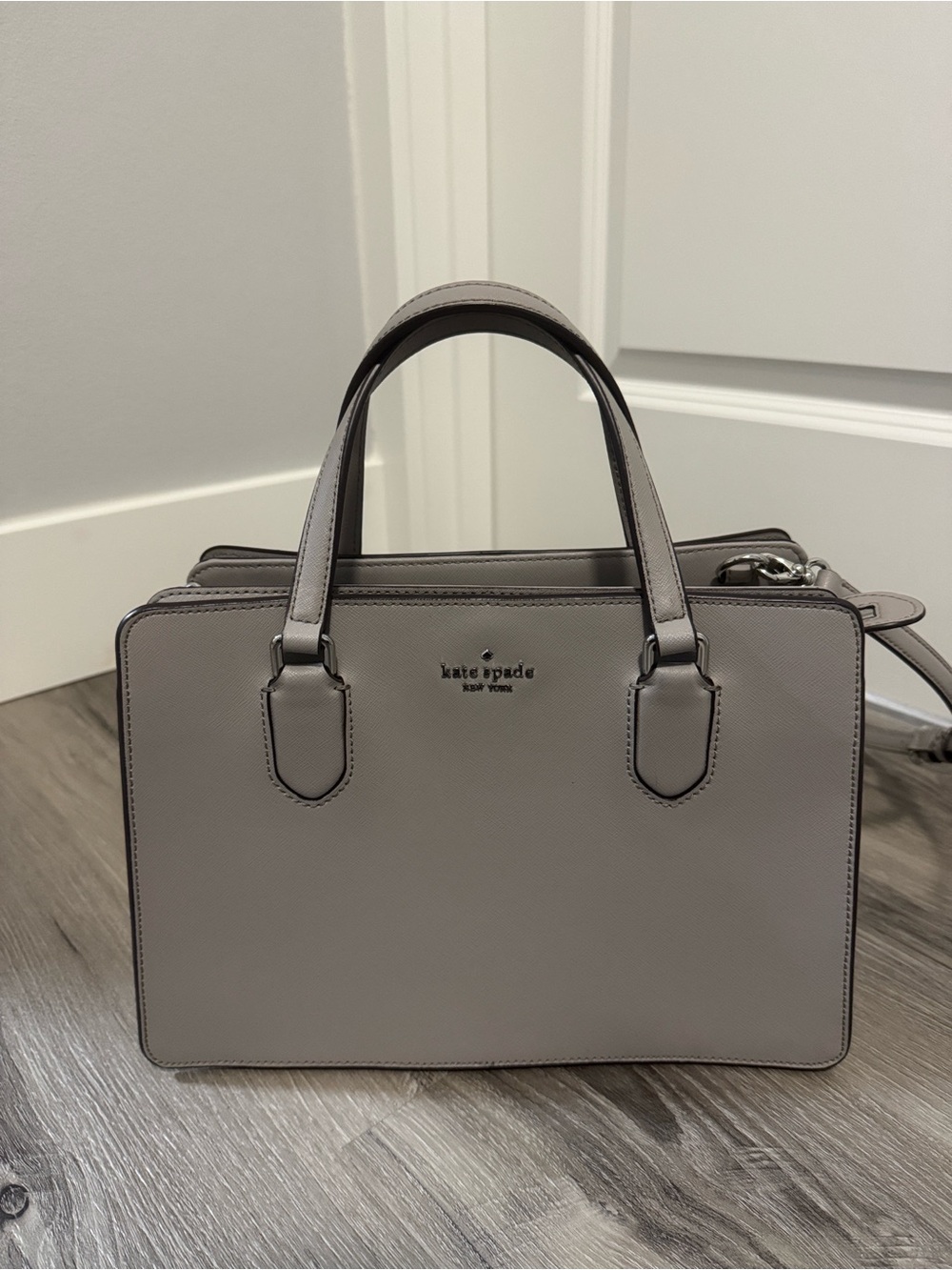 kate spade Gray Structured Leather Satchel